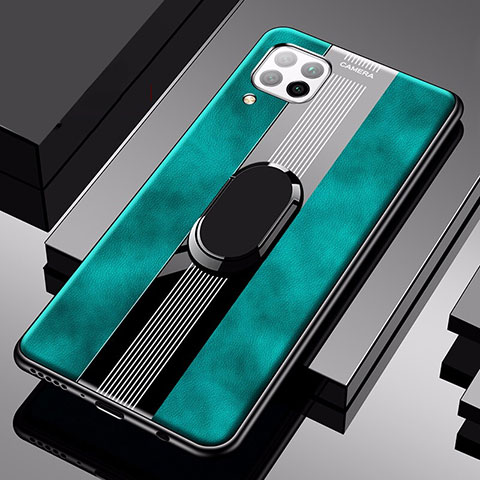 Funda Silicona Goma de Cuero Carcasa con Magnetico Anillo de dedo Soporte para Huawei Nova 6 SE Verde