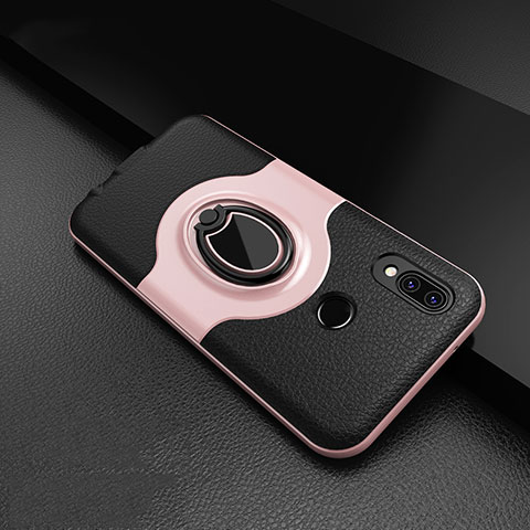 Funda Silicona Goma de Cuero Carcasa con Magnetico Anillo de dedo Soporte para Huawei P20 Lite Rosa