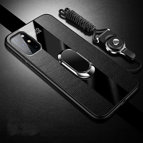 Funda Silicona Goma de Cuero Carcasa con Magnetico Anillo de dedo Soporte para OnePlus 8T 5G Negro