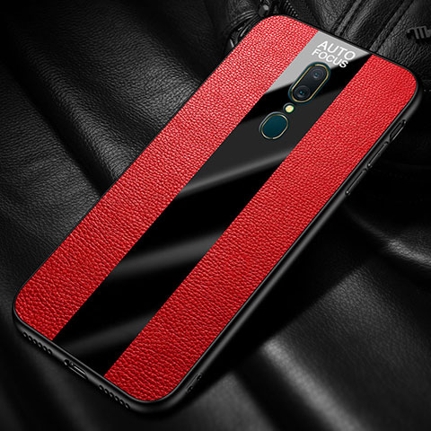 Funda Silicona Goma de Cuero Carcasa con Magnetico Anillo de dedo Soporte para Oppo A9X Rojo