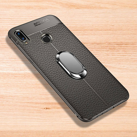 Funda Silicona Goma de Cuero Carcasa con Magnetico Anillo de dedo Soporte para Xiaomi Redmi Note 7 Pro Gris