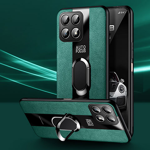 Funda Silicona Goma de Cuero Carcasa con Magnetico Anillo de dedo Soporte PB1 para Huawei Honor X30i Verde