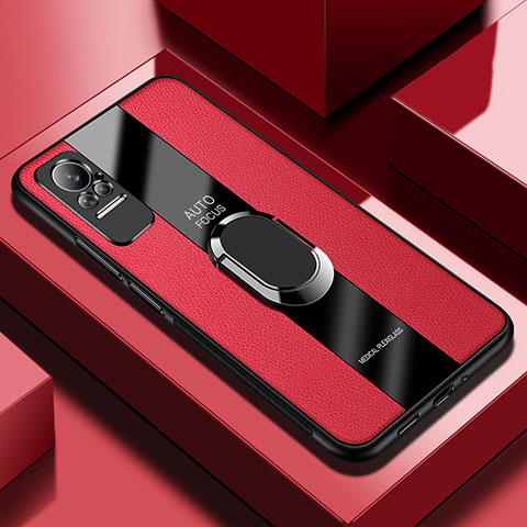 Funda Silicona Goma de Cuero Carcasa con Magnetico Anillo de dedo Soporte PB1 para Xiaomi Civi 1S 5G Rojo