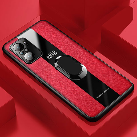 Funda Silicona Goma de Cuero Carcasa con Magnetico Anillo de dedo Soporte PB1 para Xiaomi Mi 11i 5G Rojo