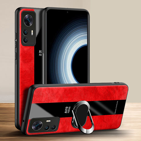 Funda Silicona Goma de Cuero Carcasa con Magnetico Anillo de dedo Soporte PB1 para Xiaomi Mi 12T Pro 5G Rojo