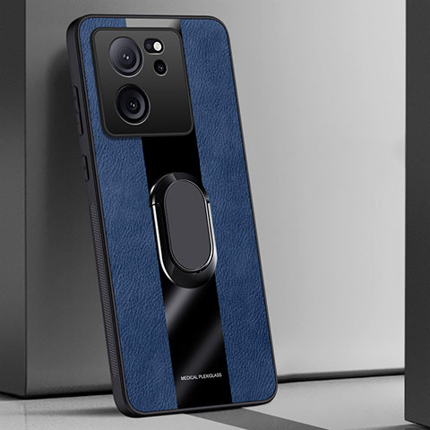 Funda Silicona Goma de Cuero Carcasa con Magnetico Anillo de dedo Soporte PB1 para Xiaomi Mi 13T 5G Azul