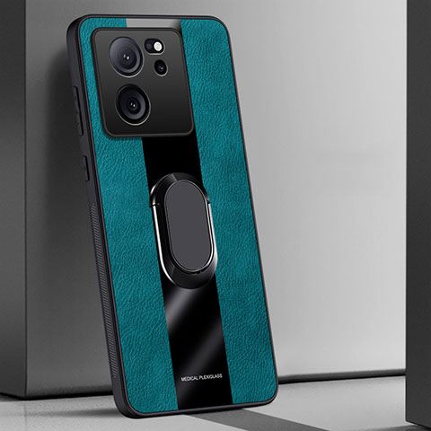 Funda Silicona Goma de Cuero Carcasa con Magnetico Anillo de dedo Soporte PB1 para Xiaomi Mi 13T 5G Verde