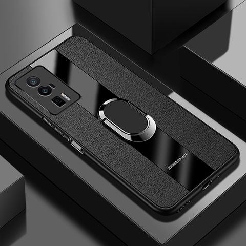 Funda Silicona Goma de Cuero Carcasa con Magnetico Anillo de dedo Soporte PB1 para Xiaomi Poco F5 Pro 5G Negro