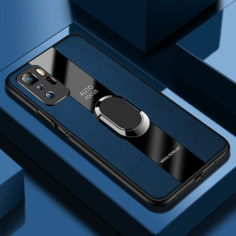 Funda Silicona Goma de Cuero Carcasa con Magnetico Anillo de dedo Soporte PB1 para Xiaomi Poco X3 GT 5G Azul