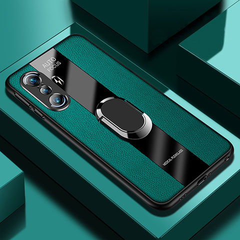 Funda Silicona Goma de Cuero Carcasa con Magnetico Anillo de dedo Soporte PB1 para Xiaomi Redmi K40 Gaming 5G Verde