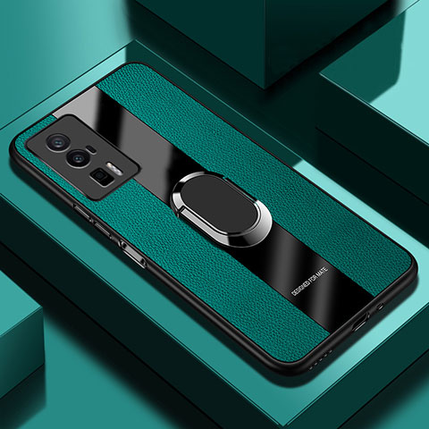 Funda Silicona Goma de Cuero Carcasa con Magnetico Anillo de dedo Soporte PB1 para Xiaomi Redmi K60 Pro 5G Verde