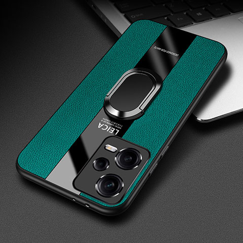 Funda Silicona Goma de Cuero Carcasa con Magnetico Anillo de dedo Soporte PB1 para Xiaomi Redmi Note 12 Explorer Verde