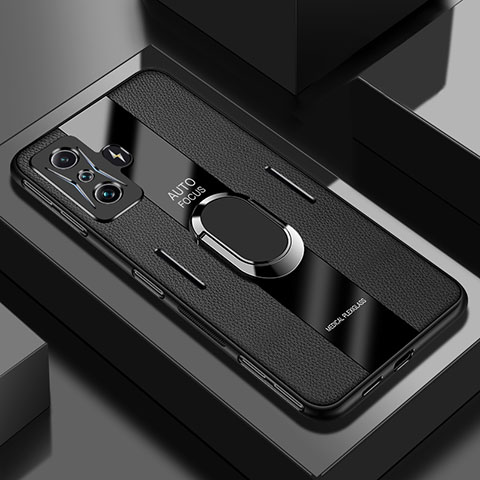 Funda Silicona Goma de Cuero Carcasa con Magnetico Anillo de dedo Soporte PB2 para Xiaomi Redmi K50 Gaming AMG F1 5G Negro