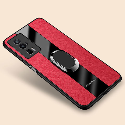 Funda Silicona Goma de Cuero Carcasa con Magnetico Anillo de dedo Soporte PB2 para Xiaomi Redmi K60 Pro 5G Rojo