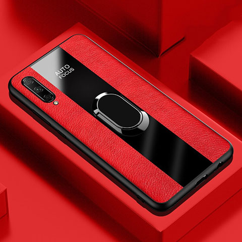 Funda Silicona Goma de Cuero Carcasa con Magnetico Anillo de dedo Soporte S04 para Huawei P Smart Pro (2019) Rojo