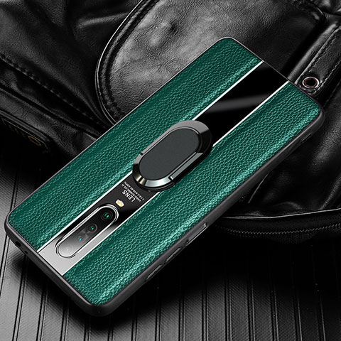 Funda Silicona Goma de Cuero Carcasa con Magnetico Anillo de dedo Soporte S04 para Xiaomi Poco X2 Verde