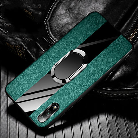 Funda Silicona Goma de Cuero Carcasa con Magnetico Anillo de dedo Soporte S06 para Huawei Y9 Prime (2019) Verde