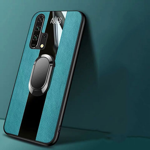 Funda Silicona Goma de Cuero Carcasa con Magnetico Anillo de dedo Soporte T01 para Huawei Honor 20 Pro Verde