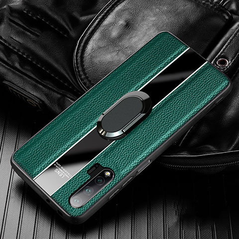 Funda Silicona Goma de Cuero Carcasa con Magnetico Anillo de dedo Soporte T04 para Huawei Nova 6 5G Verde