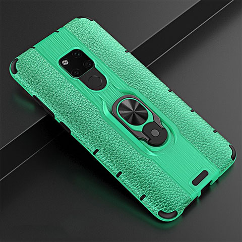 Funda Silicona Goma de Cuero Carcasa con Magnetico Anillo de dedo Soporte T05 para Huawei Mate 20 Verde