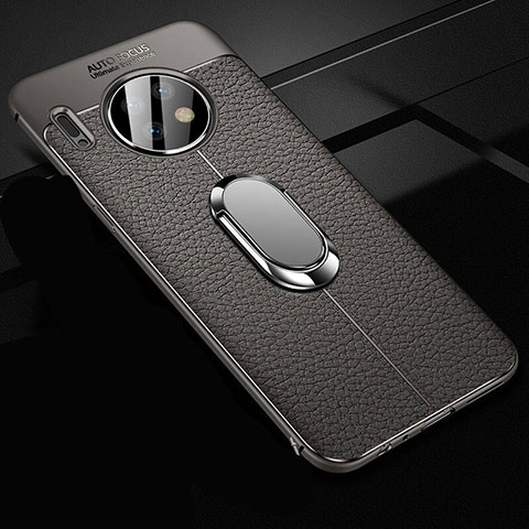 Funda Silicona Goma de Cuero Carcasa con Magnetico Anillo de dedo Soporte Z02 para Huawei Mate 30 5G Gris