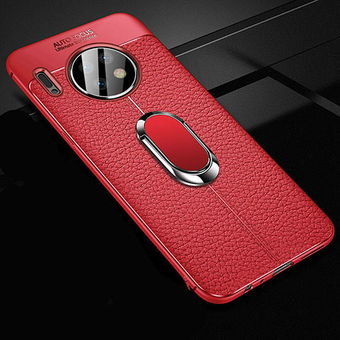 Funda Silicona Goma de Cuero Carcasa con Magnetico Anillo de dedo Soporte Z02 para Huawei Mate 30E Pro 5G Rojo