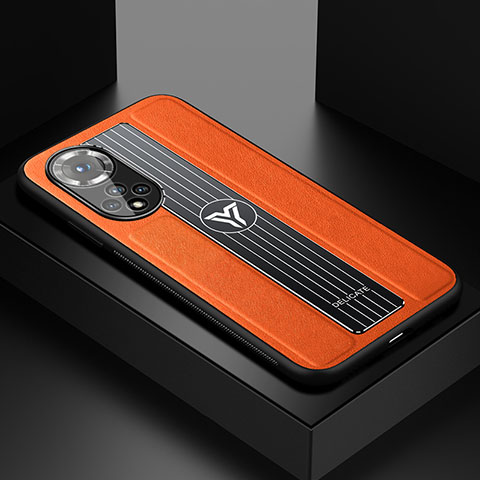 Funda Silicona Goma de Cuero Carcasa con Magnetico FL1 para Huawei Honor 50 5G Naranja