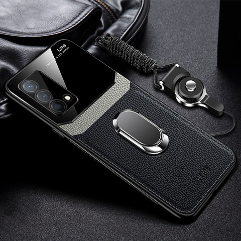 Funda Silicona Goma de Cuero Carcasa con Magnetico FL1 para Oppo K9 5G Negro