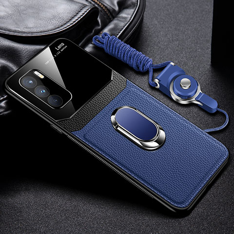 Funda Silicona Goma de Cuero Carcasa con Magnetico FL1 para Oppo K9 Pro 5G Azul