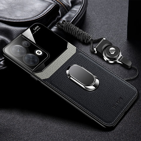 Funda Silicona Goma de Cuero Carcasa con Magnetico FL1 para Oppo Reno8 5G Negro