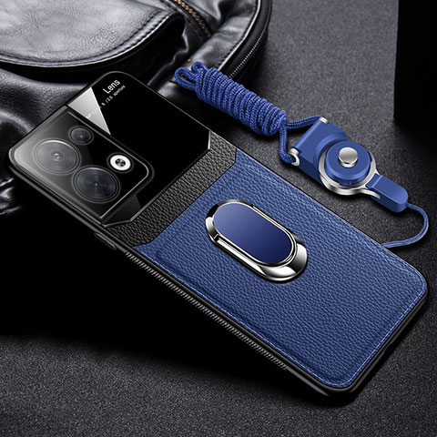 Funda Silicona Goma de Cuero Carcasa con Magnetico FL1 para Oppo Reno9 5G Azul