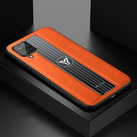 Funda Silicona Goma de Cuero Carcasa con Magnetico FL1 para Samsung Galaxy A12 5G Naranja