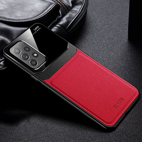 Funda Silicona Goma de Cuero Carcasa con Magnetico FL1 para Samsung Galaxy A23 4G Rojo