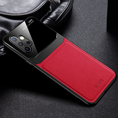 Funda Silicona Goma de Cuero Carcasa con Magnetico FL1 para Samsung Galaxy A32 4G Rojo