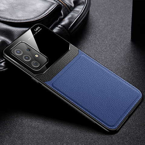 Funda Silicona Goma de Cuero Carcasa con Magnetico FL1 para Samsung Galaxy A52 5G Azul