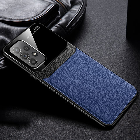 Funda Silicona Goma de Cuero Carcasa con Magnetico FL1 para Samsung Galaxy A53 5G Azul