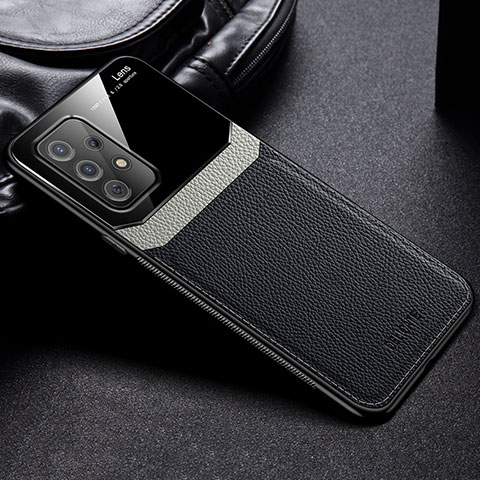 Funda Silicona Goma de Cuero Carcasa con Magnetico FL1 para Samsung Galaxy A72 4G Negro