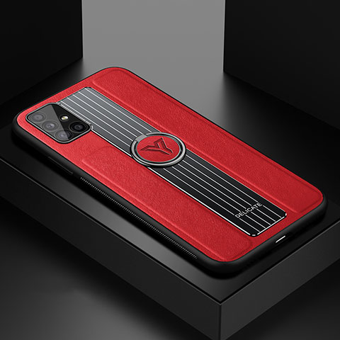 Funda Silicona Goma de Cuero Carcasa con Magnetico FL1 para Samsung Galaxy M40S Rojo