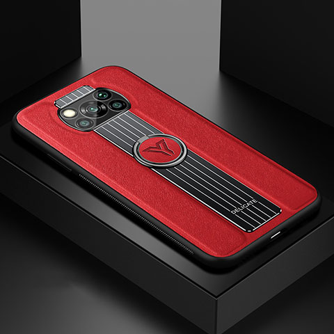 Funda Silicona Goma de Cuero Carcasa con Magnetico FL1 para Xiaomi Poco X3 Pro Rojo