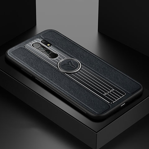 Funda Silicona Goma de Cuero Carcasa con Magnetico FL1 para Xiaomi Redmi 9 Prime India Negro