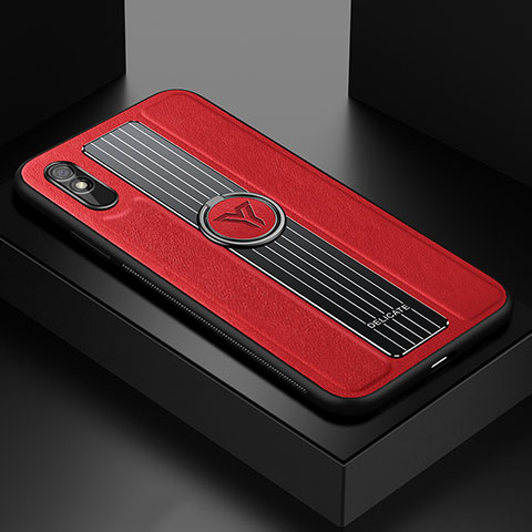 Funda Silicona Goma de Cuero Carcasa con Magnetico FL1 para Xiaomi Redmi 9AT Rojo