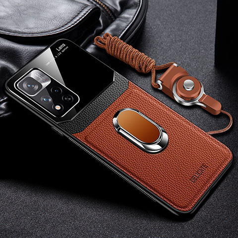 Funda Silicona Goma de Cuero Carcasa con Magnetico FL2 para Xiaomi Mi 11i 5G (2022) Marron