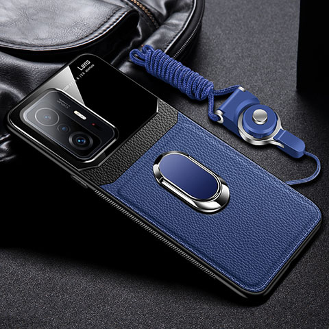 Funda Silicona Goma de Cuero Carcasa con Magnetico FL2 para Xiaomi Mi 11T 5G Azul