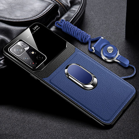 Funda Silicona Goma de Cuero Carcasa con Magnetico FL2 para Xiaomi Poco M4 Pro 5G Azul