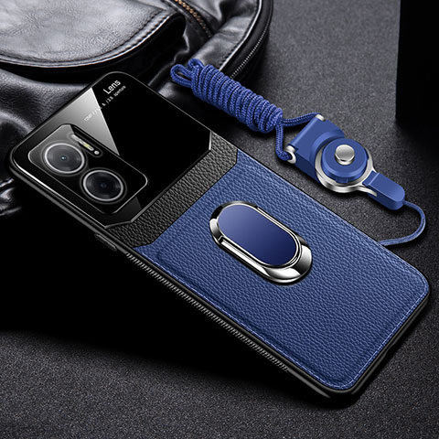 Funda Silicona Goma de Cuero Carcasa con Magnetico FL2 para Xiaomi Redmi Note 11E 5G Azul