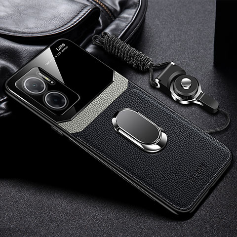 Funda Silicona Goma de Cuero Carcasa con Magnetico FL2 para Xiaomi Redmi Note 11E 5G Negro