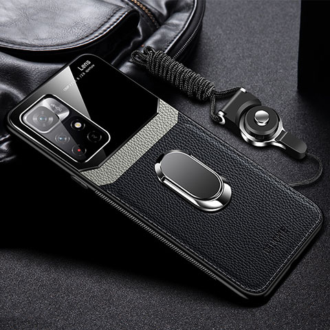 Funda Silicona Goma de Cuero Carcasa con Magnetico FL2 para Xiaomi Redmi Note 11T 5G Negro