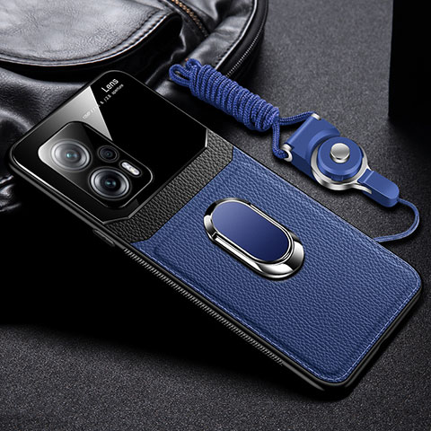 Funda Silicona Goma de Cuero Carcasa con Magnetico FL2 para Xiaomi Redmi Note 11T Pro 5G Azul