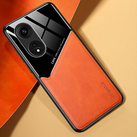 Funda Silicona Goma de Cuero Carcasa con Magnetico para Huawei Honor X5 Plus Naranja