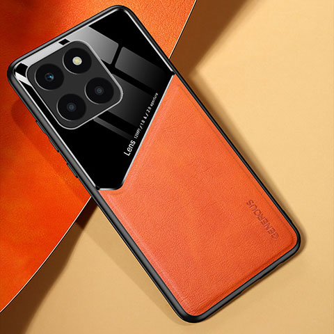 Funda Silicona Goma de Cuero Carcasa con Magnetico para Huawei Honor X8b Naranja